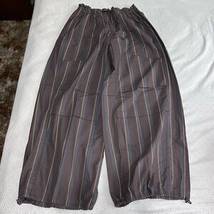 Urban Outfitters Striped Wide Leg Pants - Brown and Yellow